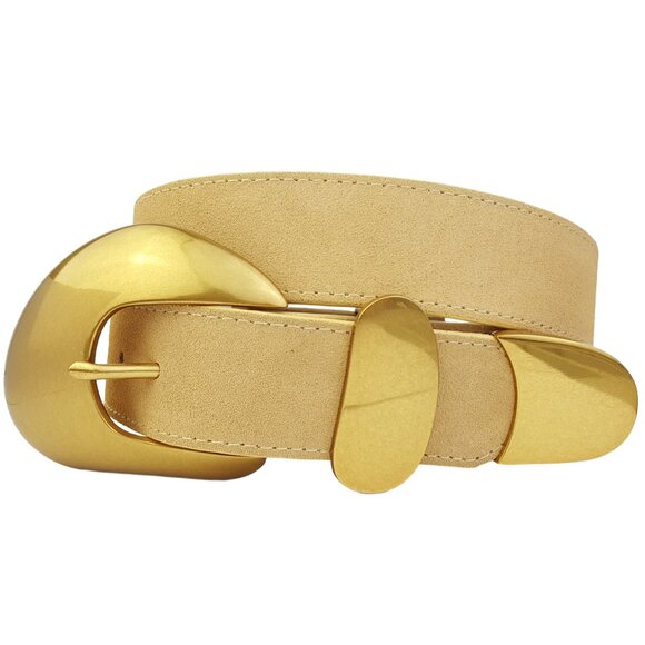 Vintage Brass Statement Buckle set w. Genuine Suede Belt main image 2